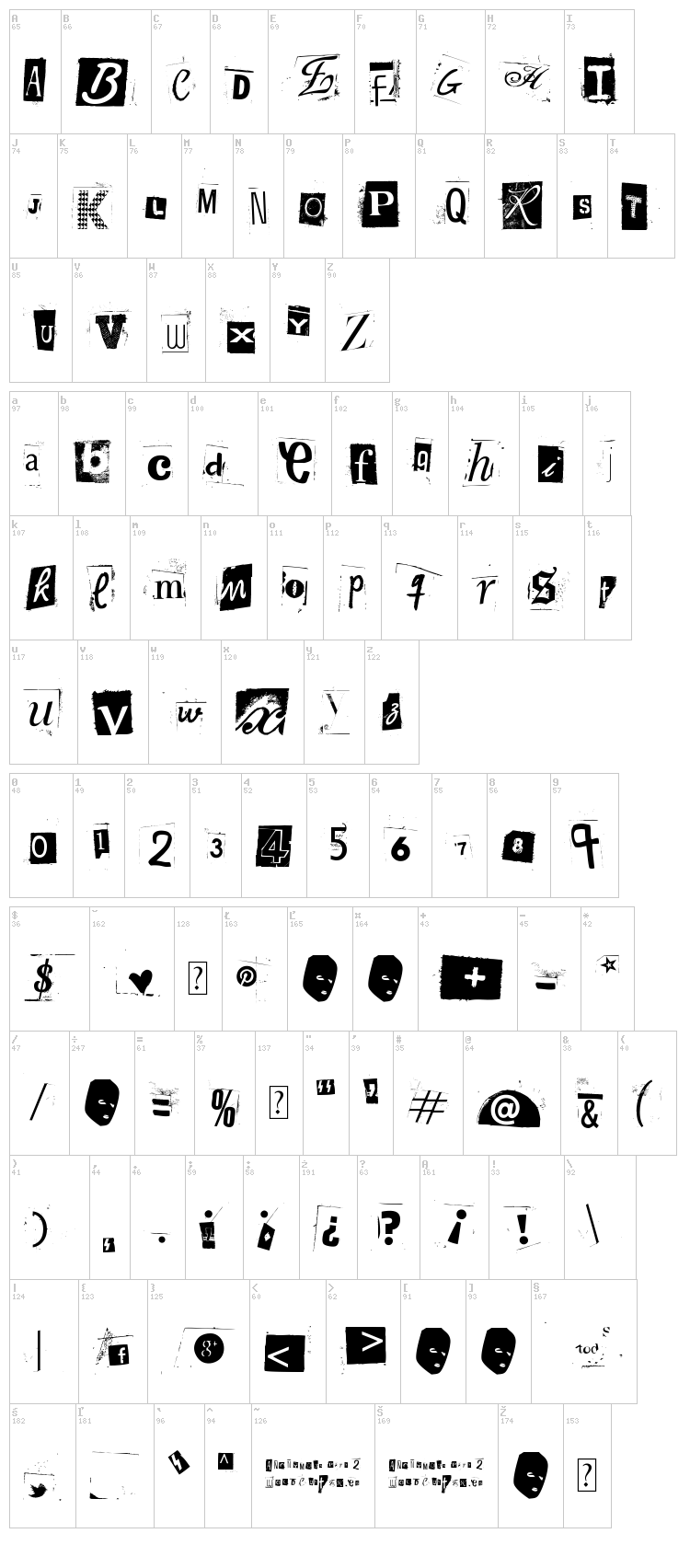 Woodcutter Anonymous part 2 font map